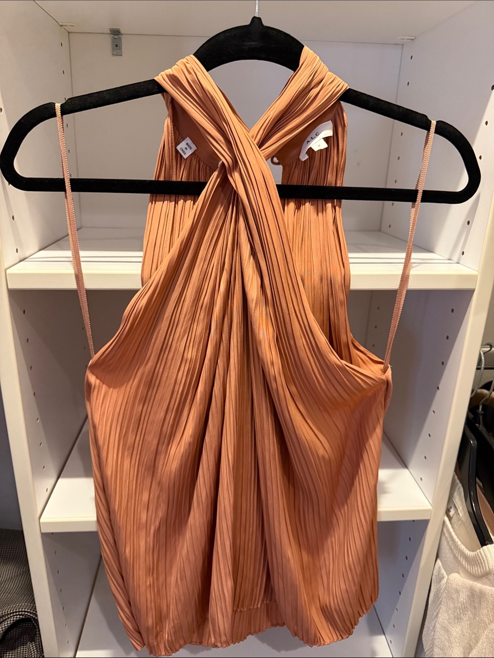A.L.C. One-Shoulder Pleated Dress in Terracotta